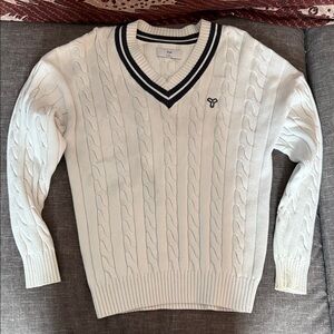 Aritzia TNA White Cable Knit Sweater